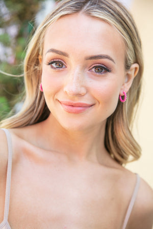 Fuchsia Mini Enamel Hoop Earrings
