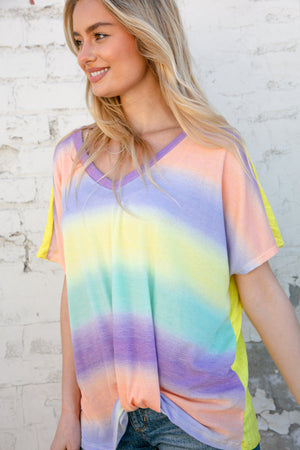 Mardi Gras Ombre Thermal Knit Twist Knot Top