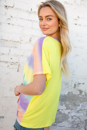 Mardi Gras Ombre Thermal Knit Twist Knot Top