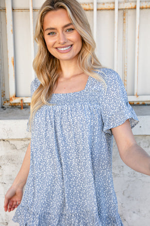 Ditzy Floral Smock Square Neck Top