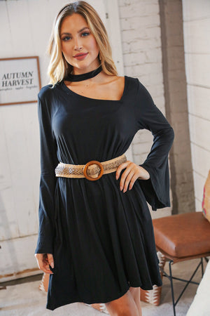 Wooden Circle Buckle Braided Belt