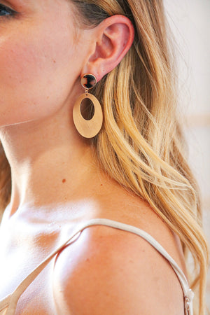 Gold Tortoise Oval Drop Earrings