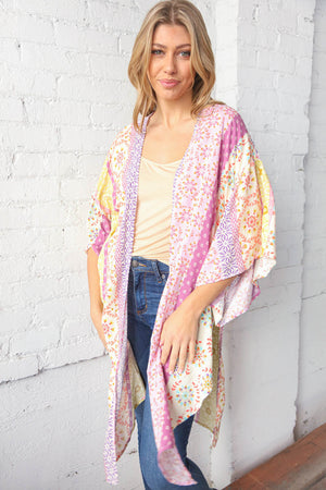 Multicolor Boho Ethnic Patchwork Open Kimono