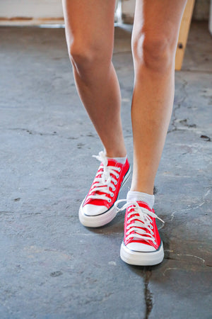 Red Canvas Lace Up Sneakers