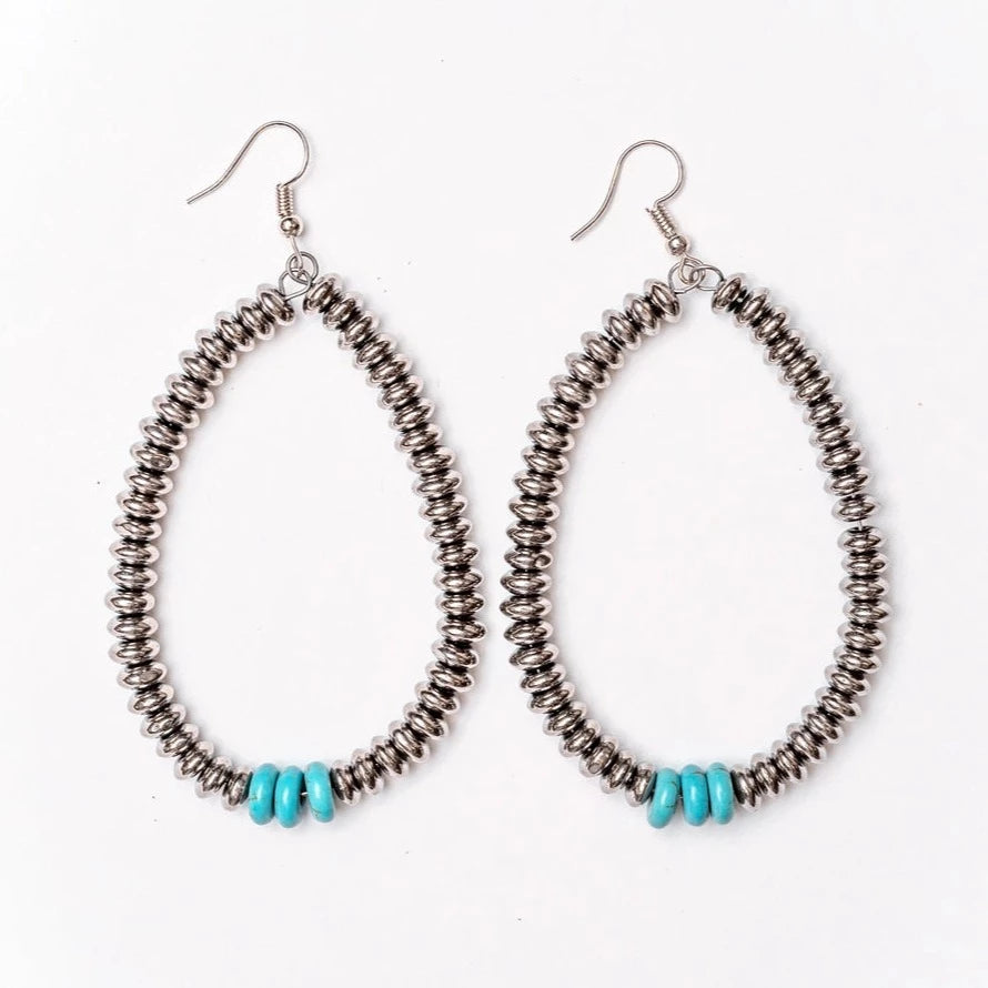 Silver Teardrop Earring with Turquoise Accent