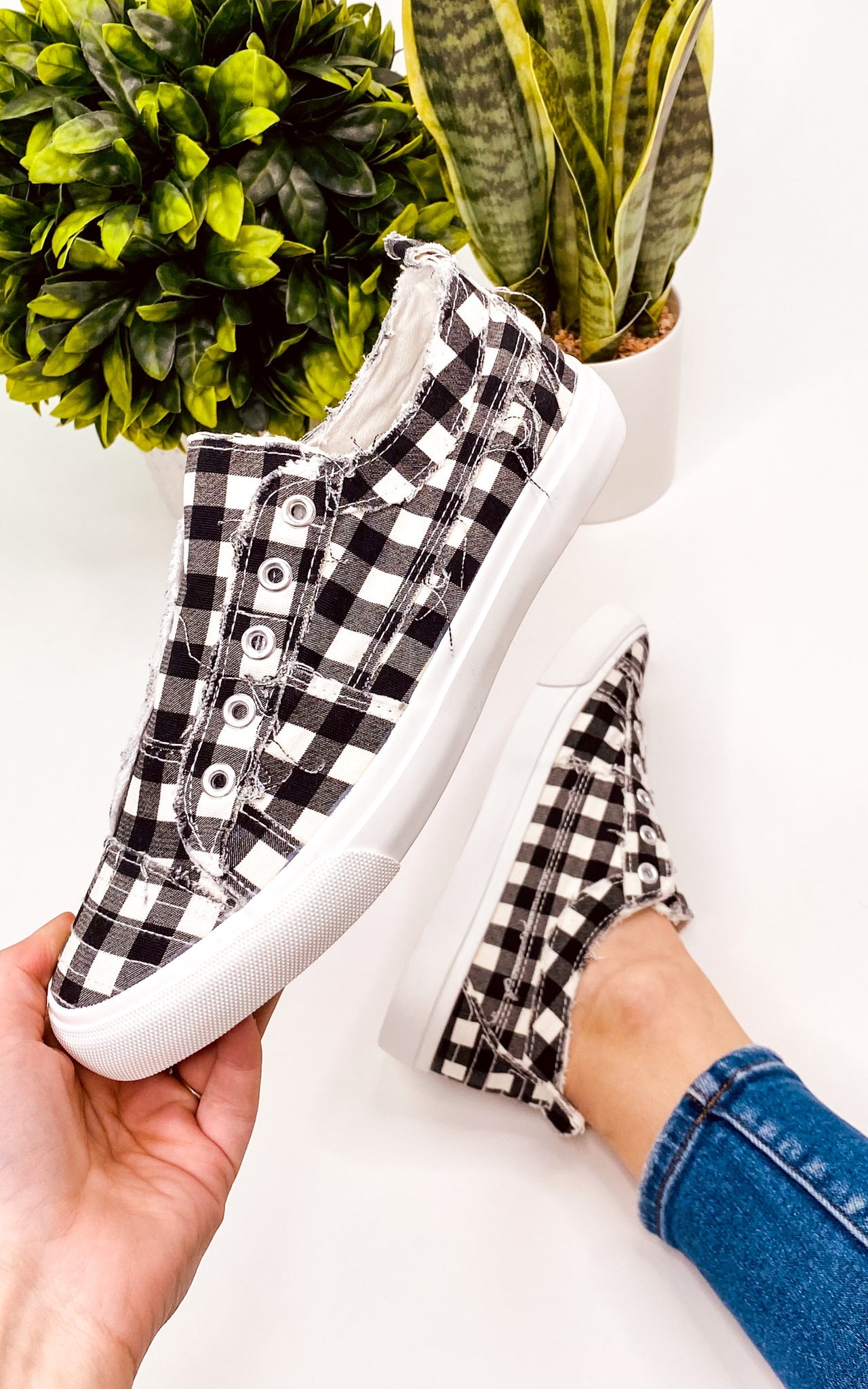 Corkys Babalu Sneaker in Black Gingham