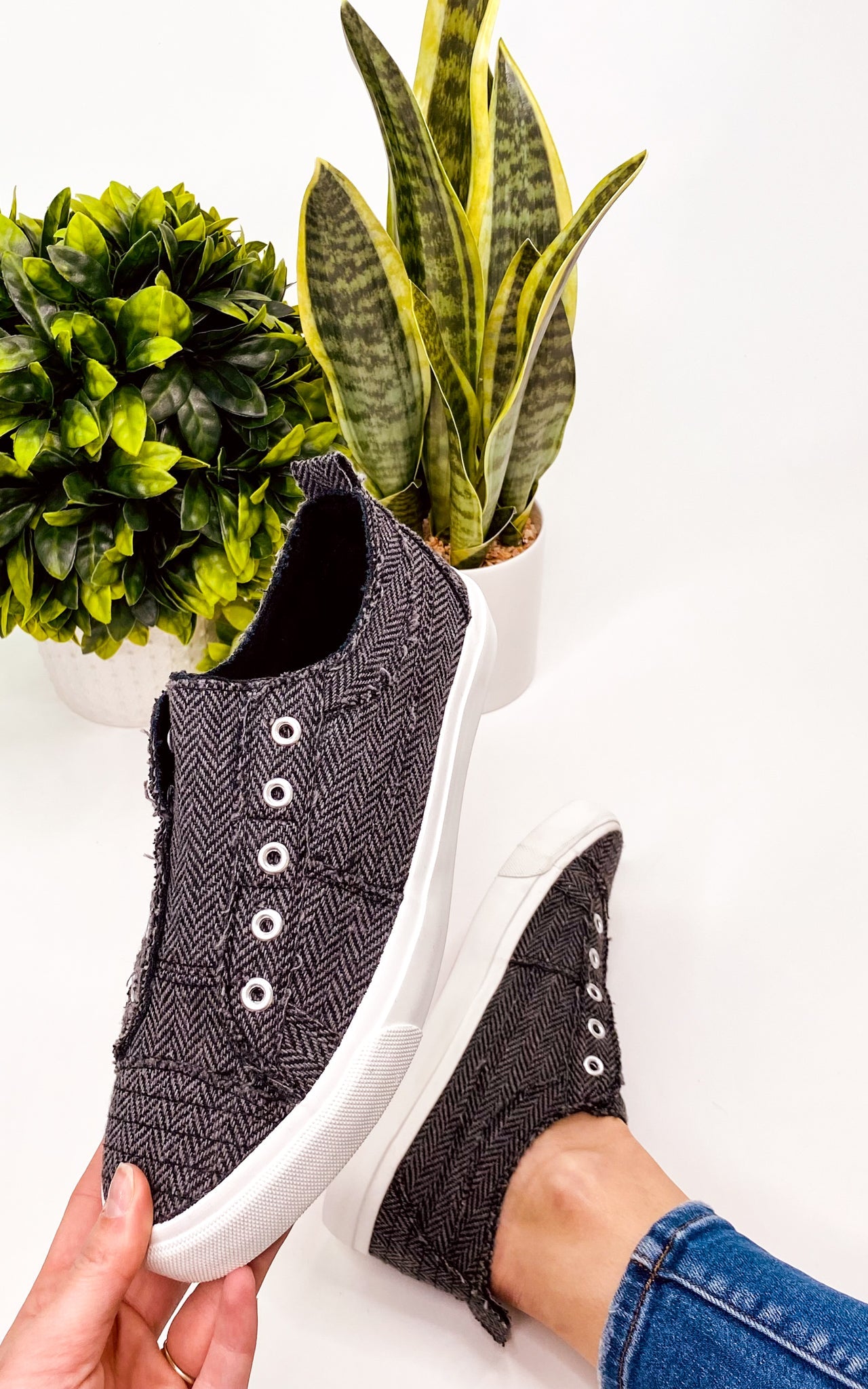 Corkys Babalu Sneaker in Black Herringbone