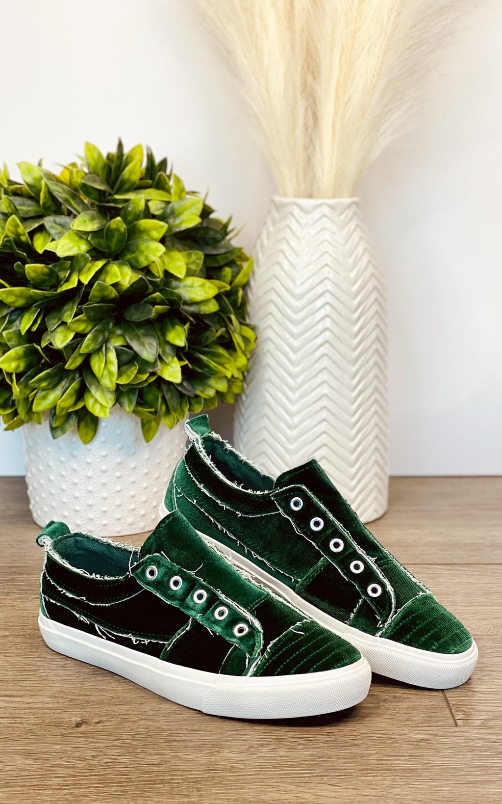 Corkys Babalu Sneaker in Green Velvet