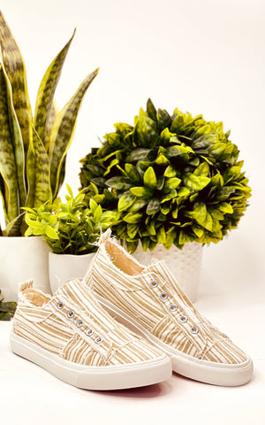 Corkys Babalu Sneaker in Tan Stripe