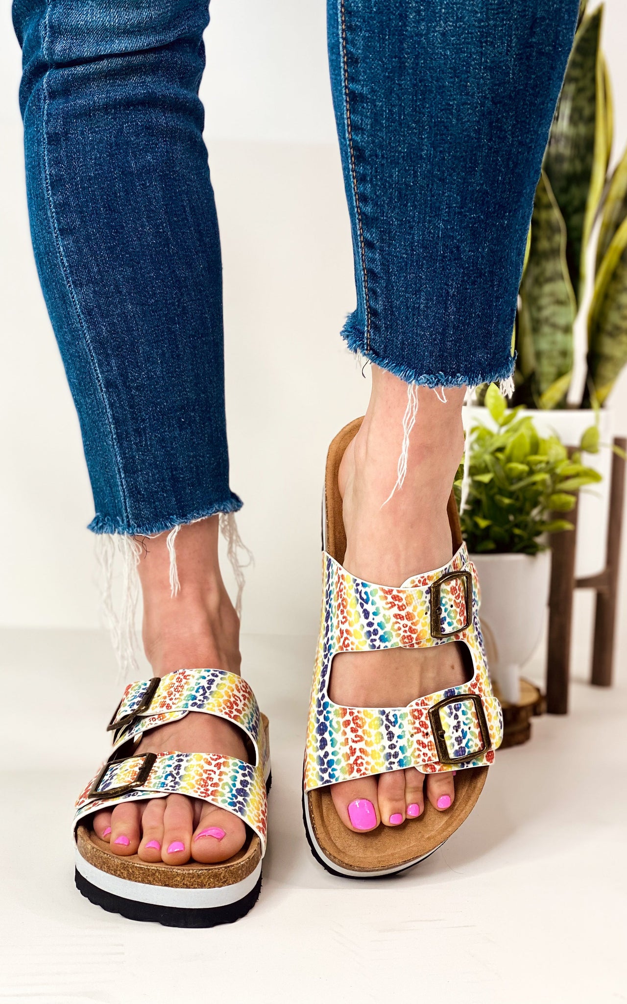 Corkys Beach Babe Sandals in Rainbow Leopard