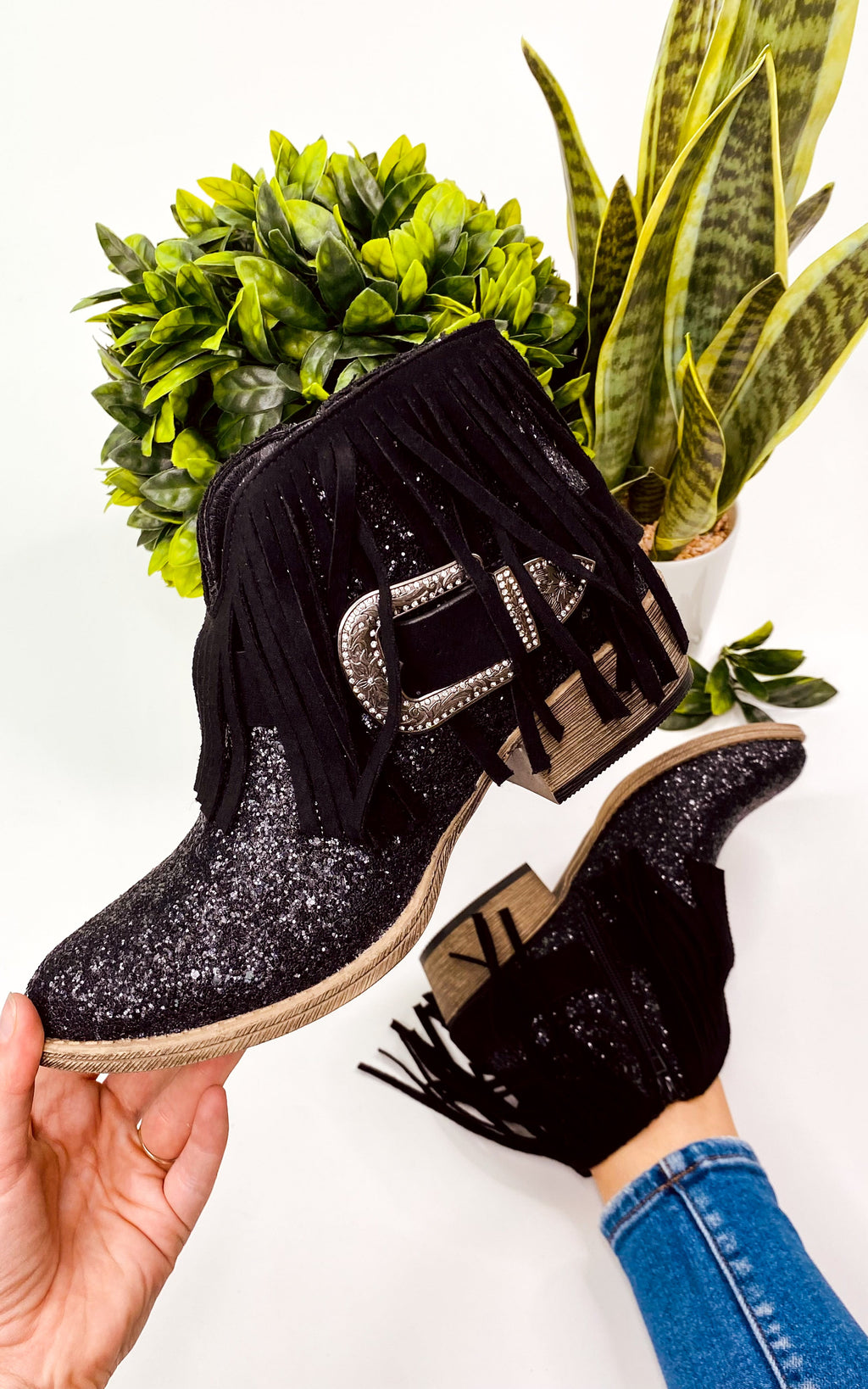 Very G Billie Buckle Booties in Black