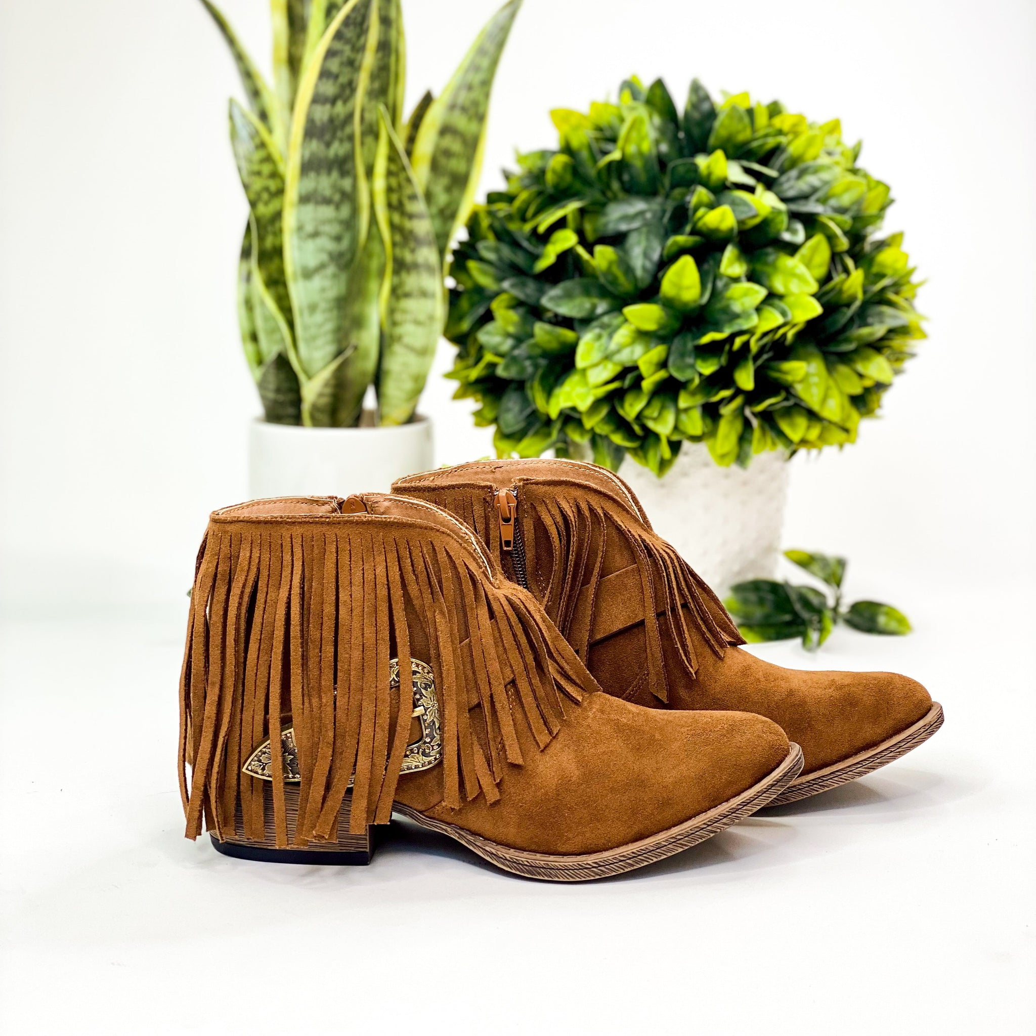 Very G Billie Buckle Booties in Tan