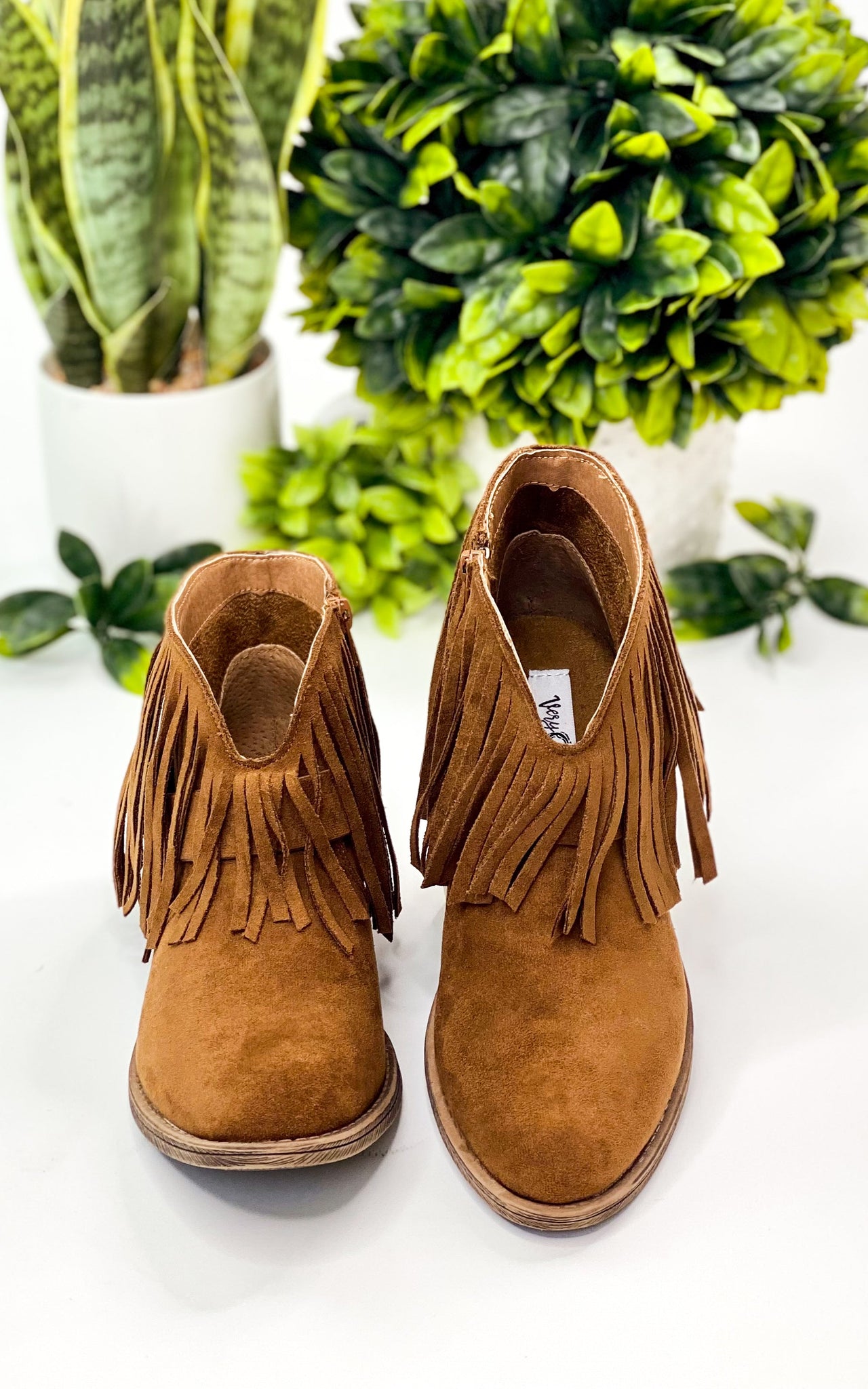 Very G Billie Buckle Booties in Tan