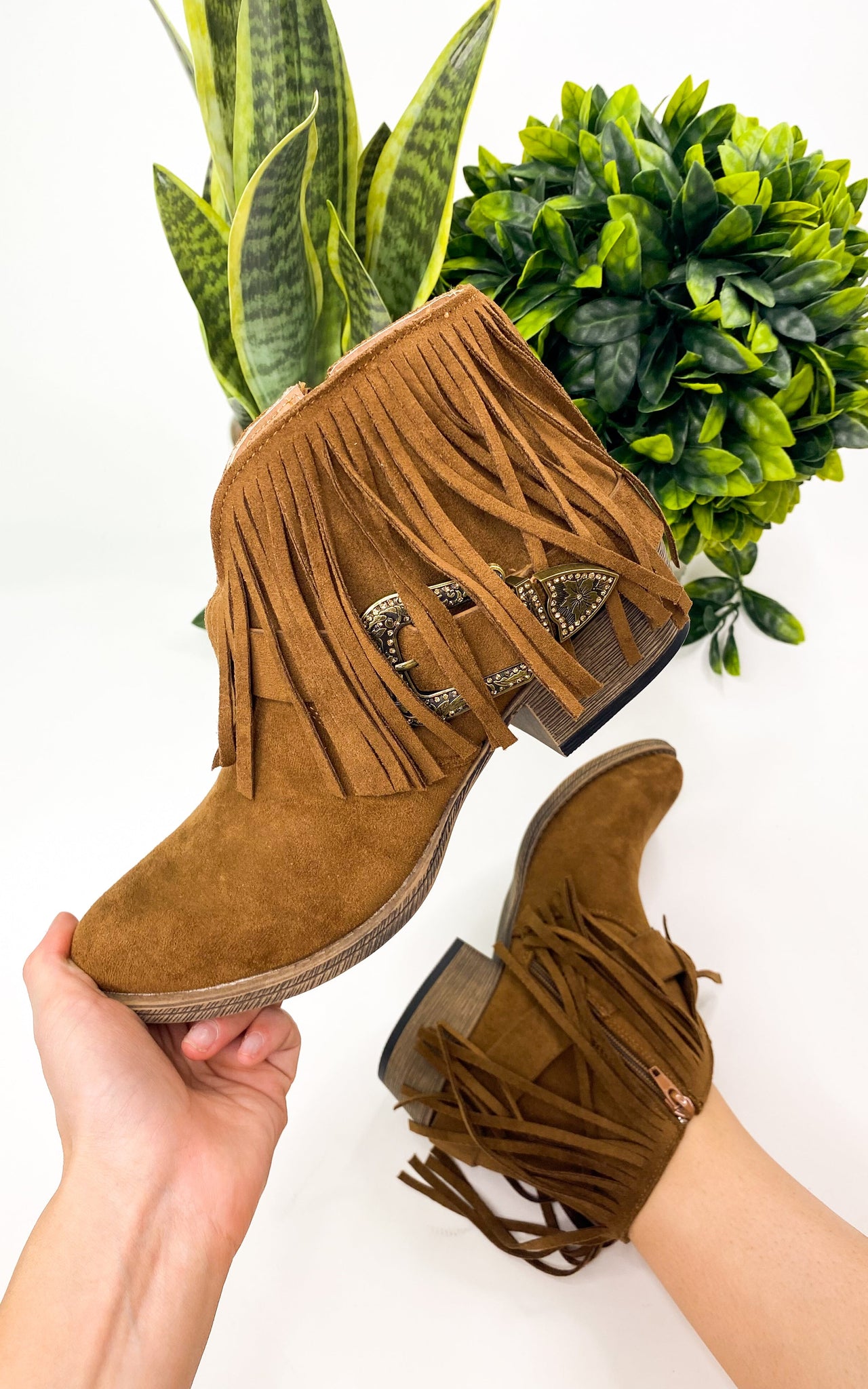 Very G Billie Buckle Booties in Tan