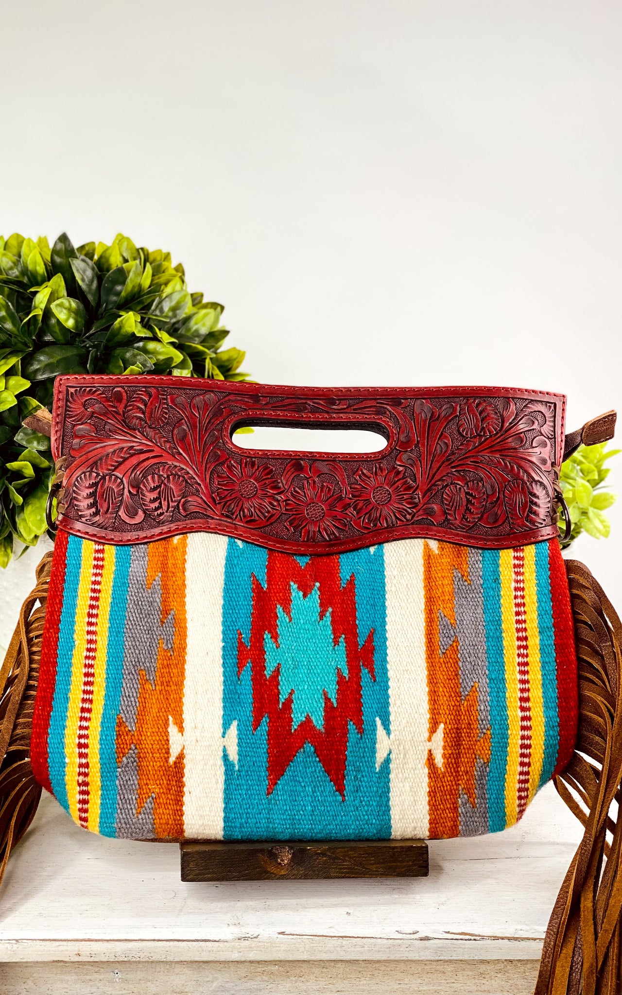 Blanco Tooled Saddle Blanket Purse