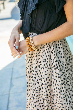 Semi-Precious Wood/Jeweled Bead Bracelet Set