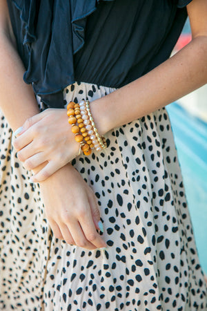 Semi-Precious Wood/Jeweled Bead Bracelet Set