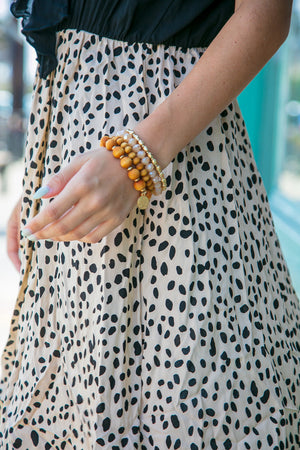 Semi-Precious Wood/Jeweled Bead Bracelet Set