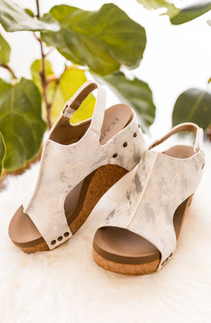 Corkys Carley Wedge in White Metallic