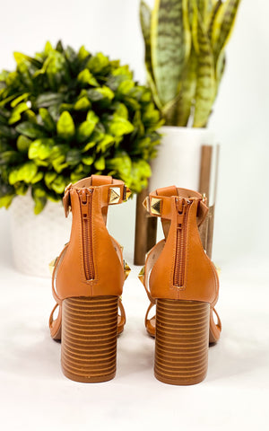 Qupid Della Studded Heel in Camel