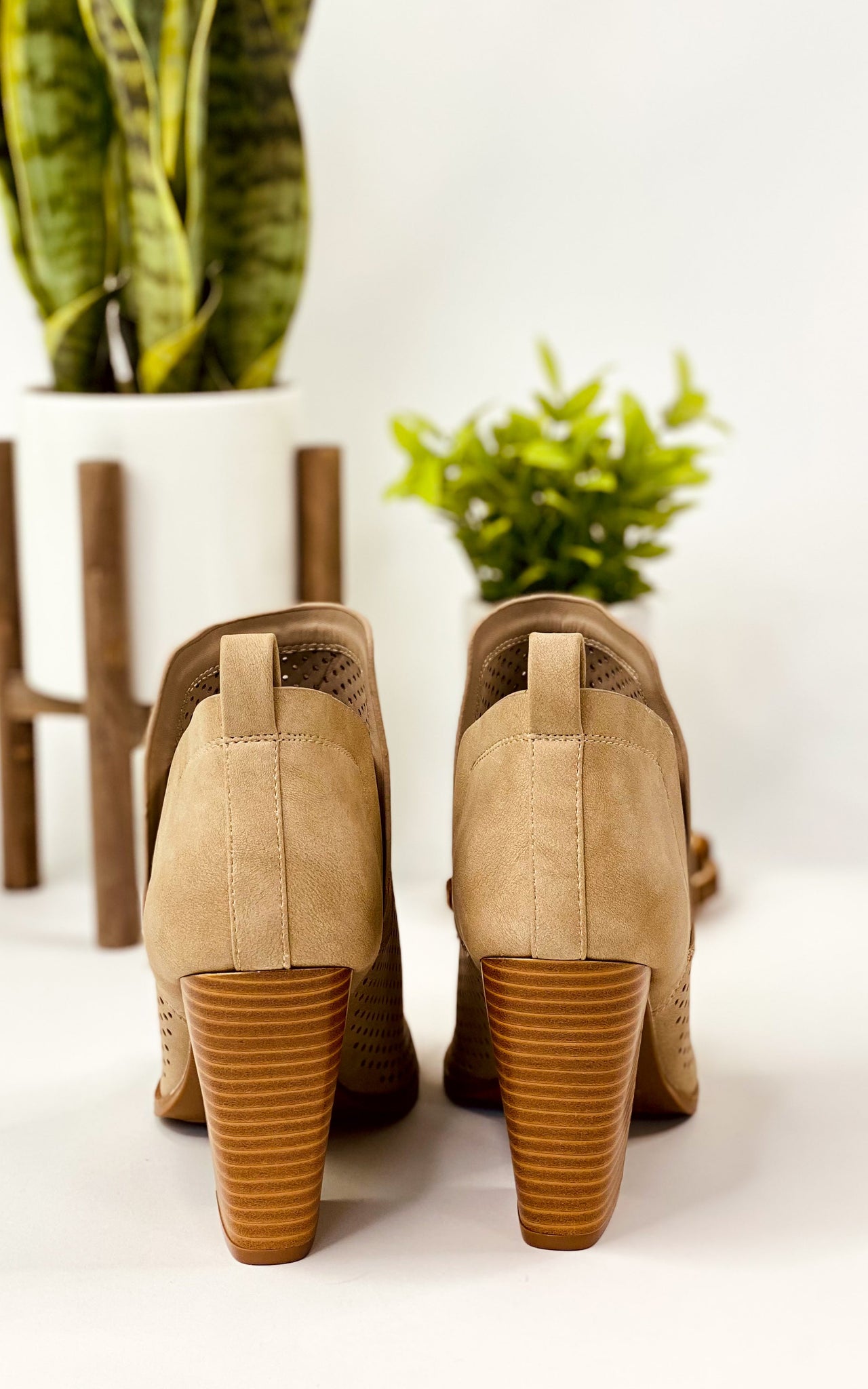 Qupid Georgia Booties in Taupe
