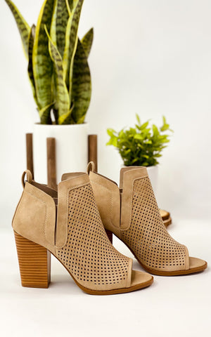 Qupid Georgia Booties in Taupe