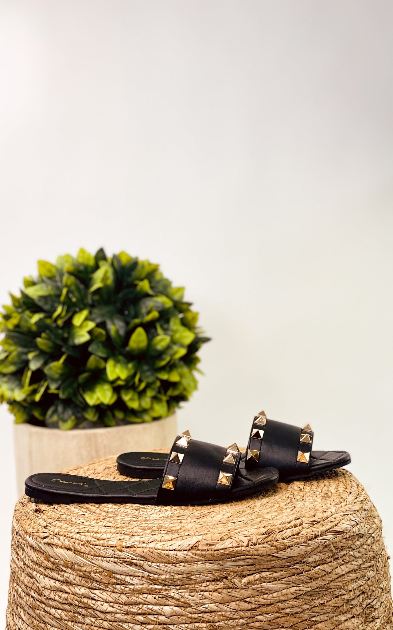 Qupid Hazy Spike Sandal in Black