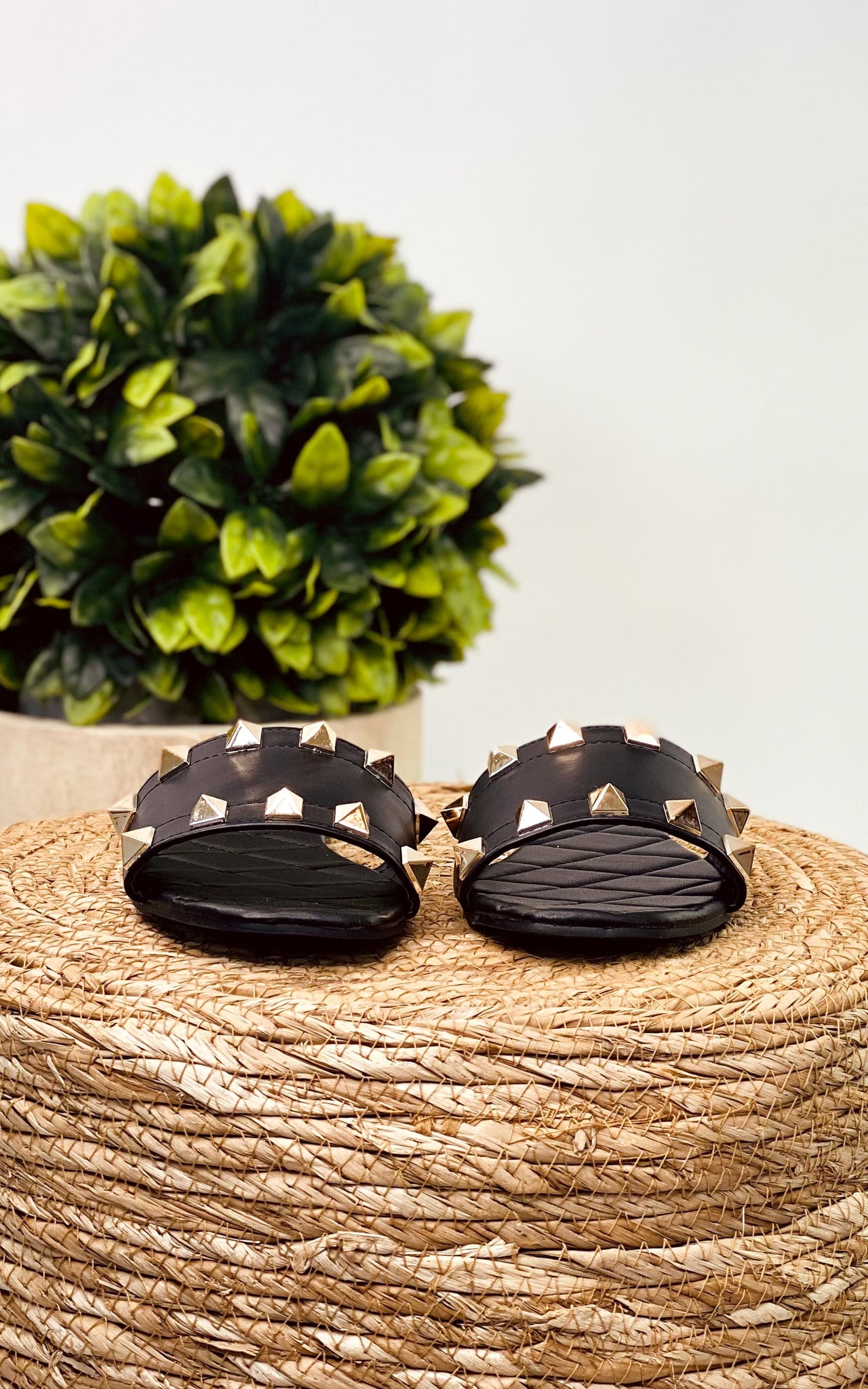 Qupid Hazy Spike Sandal in Black