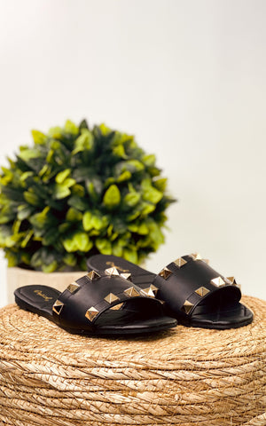 Qupid Hazy Spike Sandal in Black