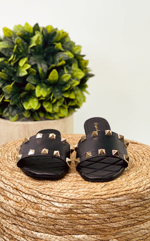 Qupid Hazy Spike Sandal in Black