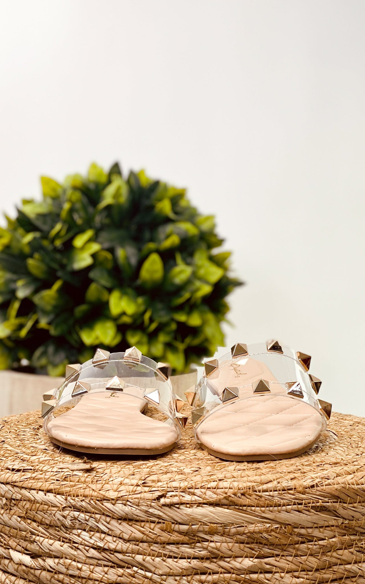 Qupid Hazy Spike Sandal in Clear