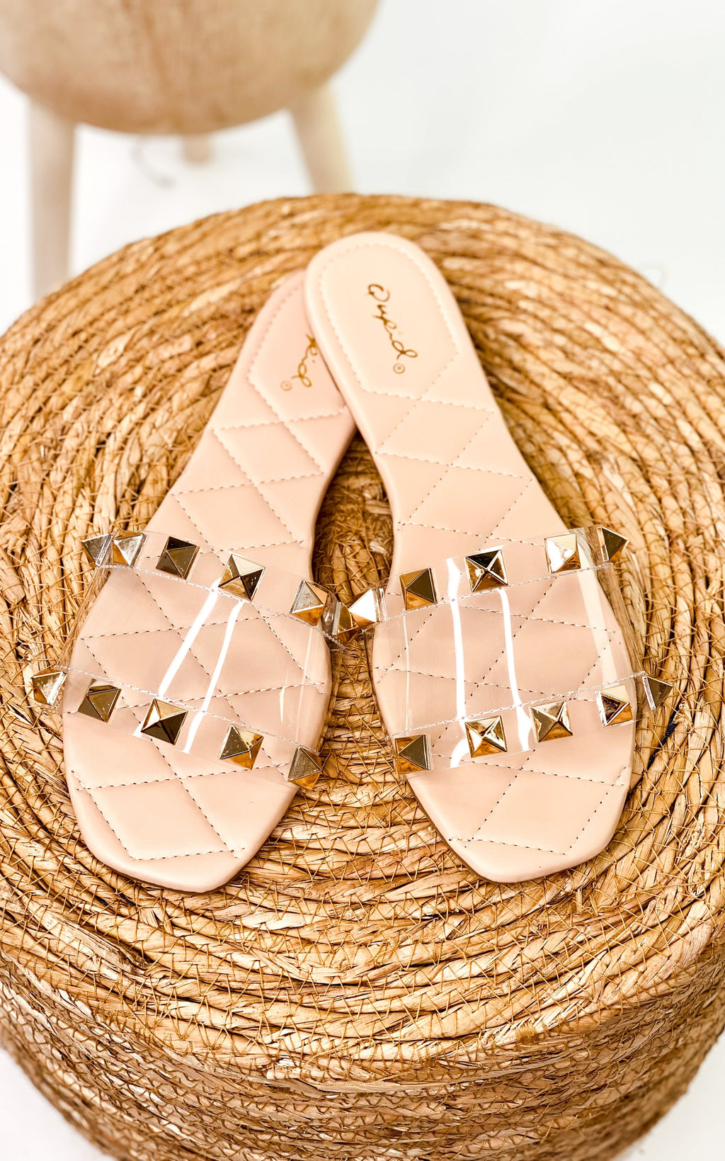 Qupid Hazy Spike Sandal in Clear