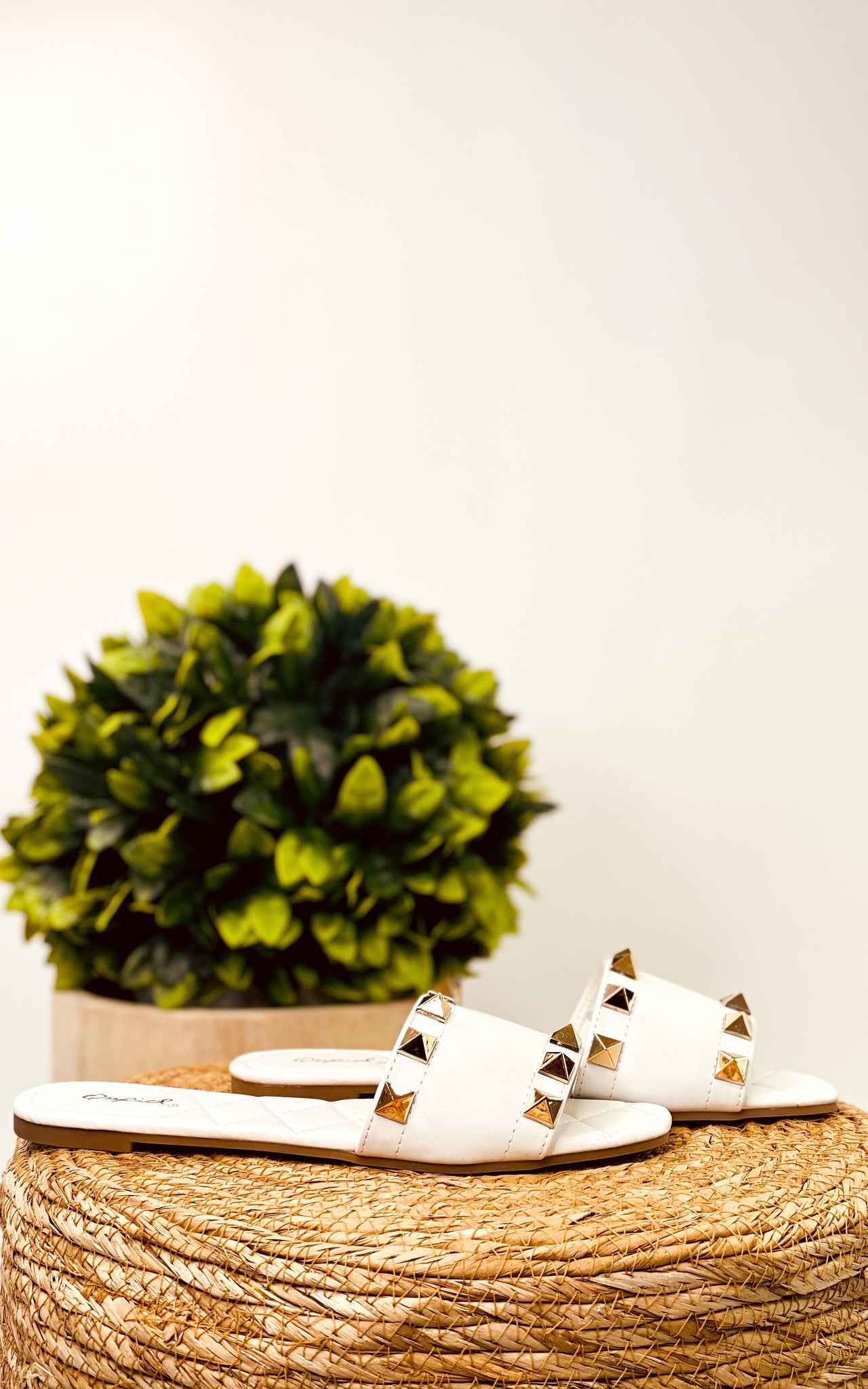 Qupid Hazy Spike Sandal in White