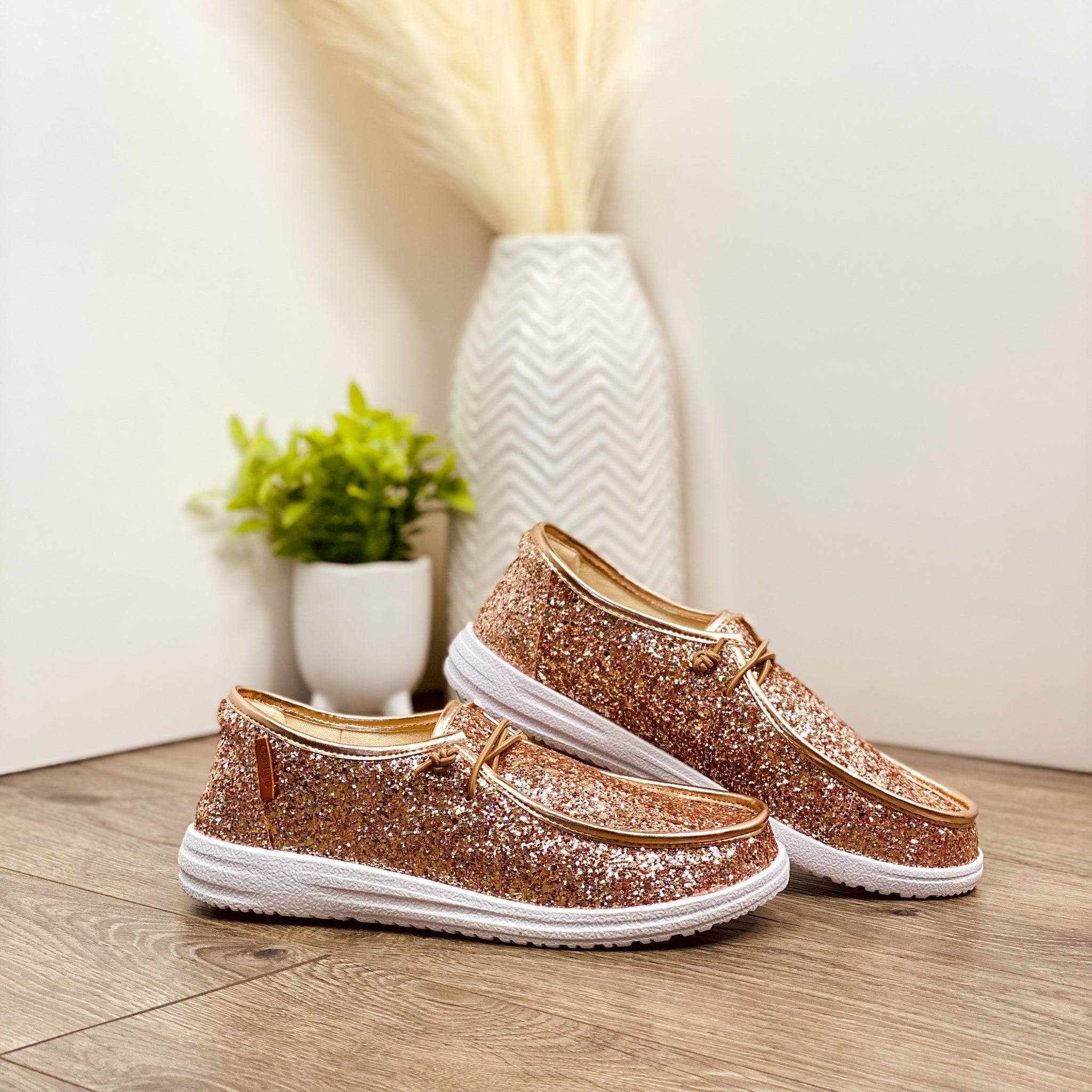 Corkys Kayak Sneaker in Rose Gold Glitter