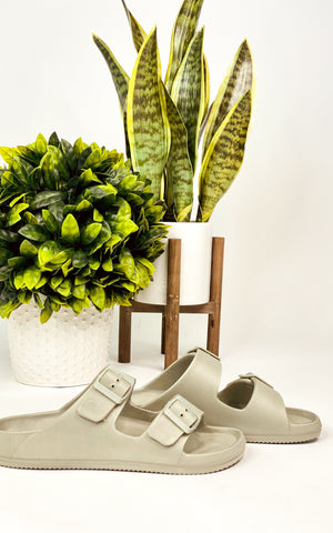 Qupid Lennie Slides in Light Sage