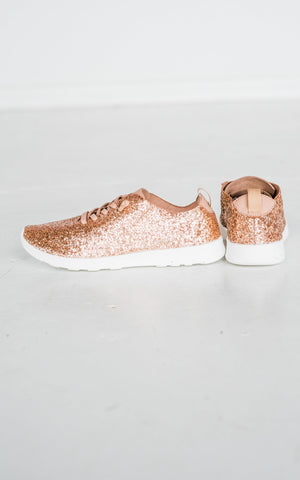 Not Rated Glitter Sneaker in Rose Gold