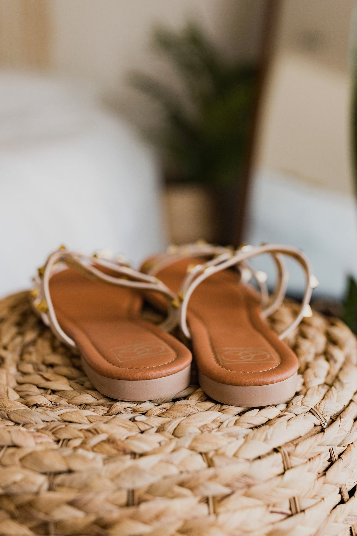 Cream Studded Strap Sandal