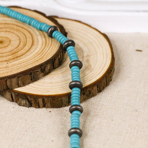 Long Turquoise and Faux Navajo Pearl Necklace