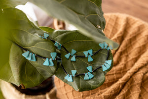 Black Necklace with Geometric Turquoise Accents