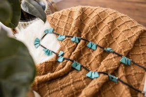 Black Necklace with Geometric Turquoise Accents