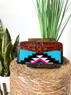 Odessa Hand Tooled Saddle Blanket Wallet