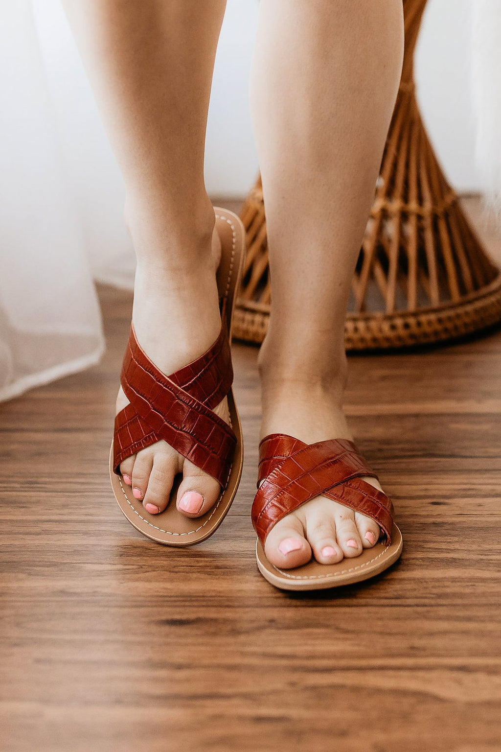 Matisse Pebble Sandal in Red Croc