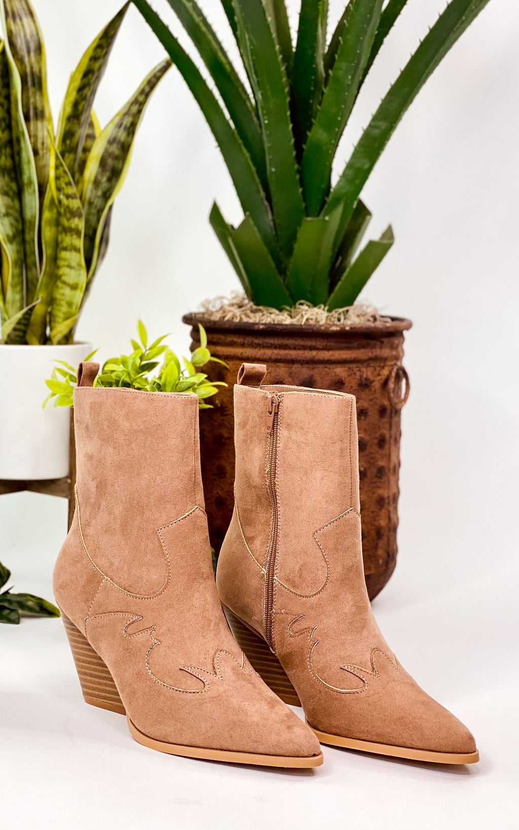 Qupid Romi Booties in Burlwood