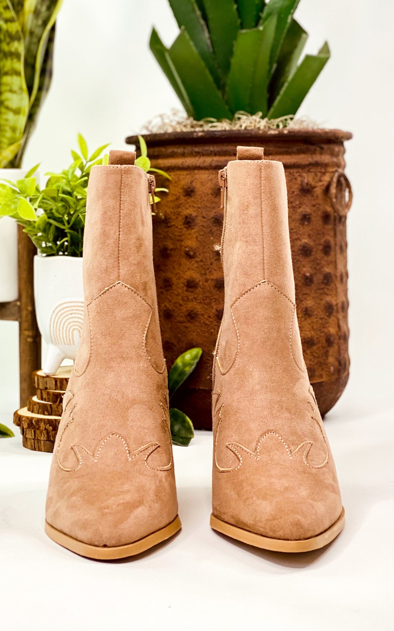 Qupid Romi Booties in Burlwood