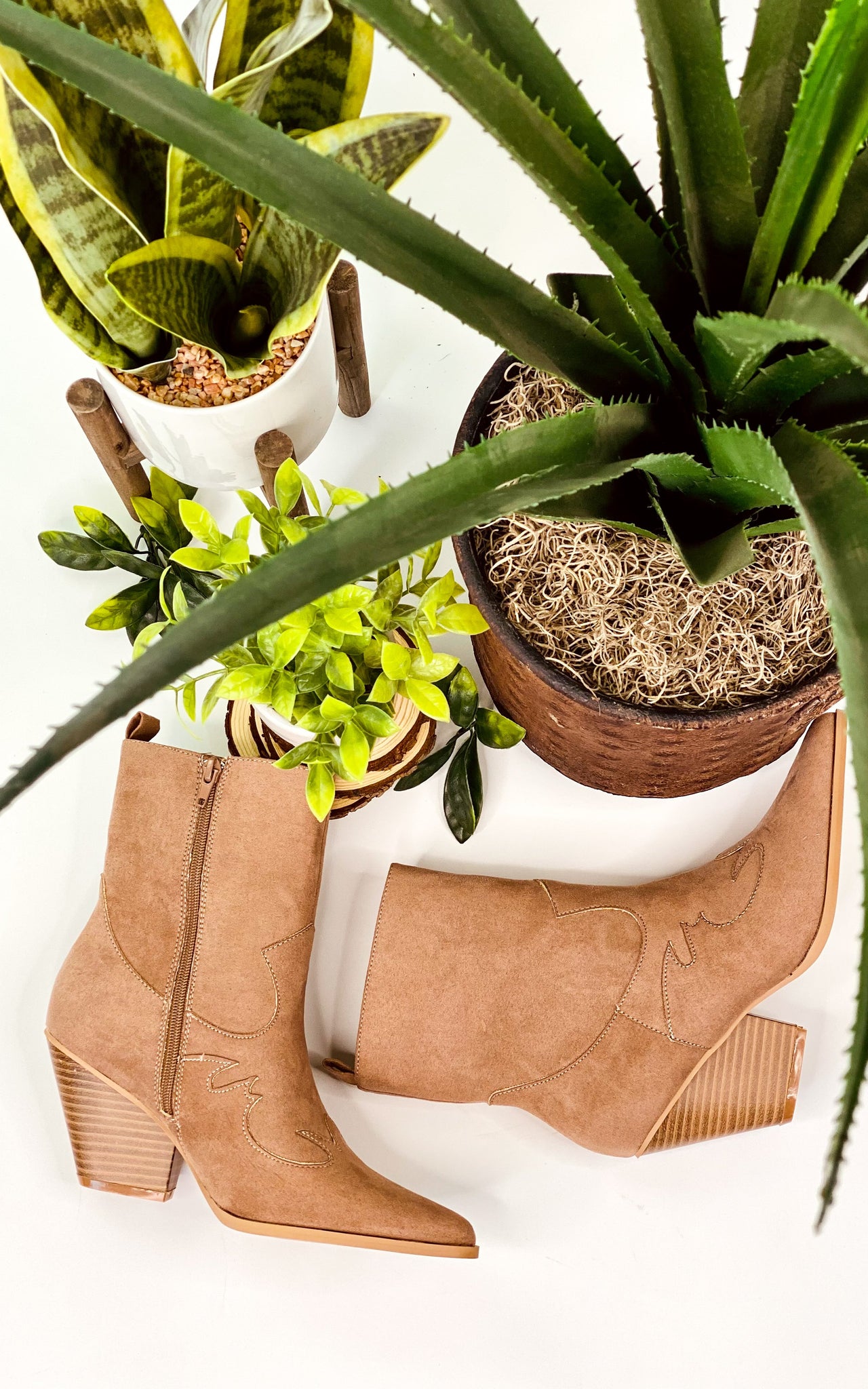 Qupid Romi Booties in Burlwood