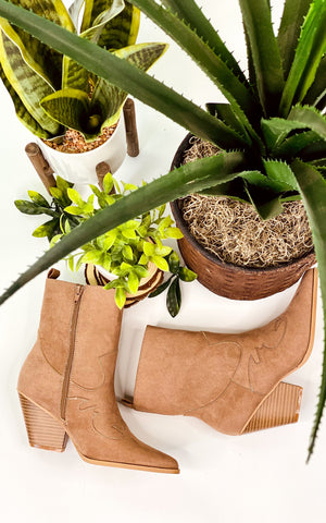 Qupid Romi Booties in Burlwood