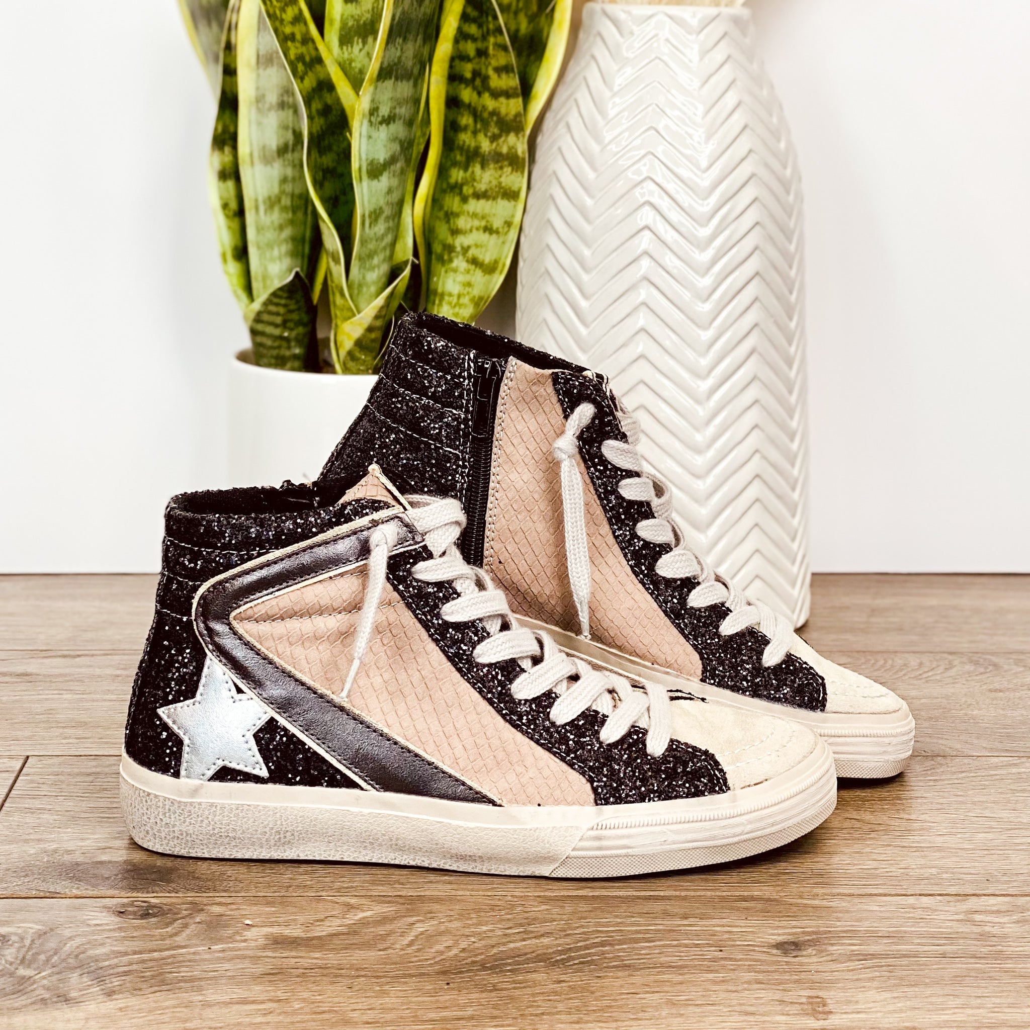 Shu Shop Roxanne Sneaker in Black Glitter