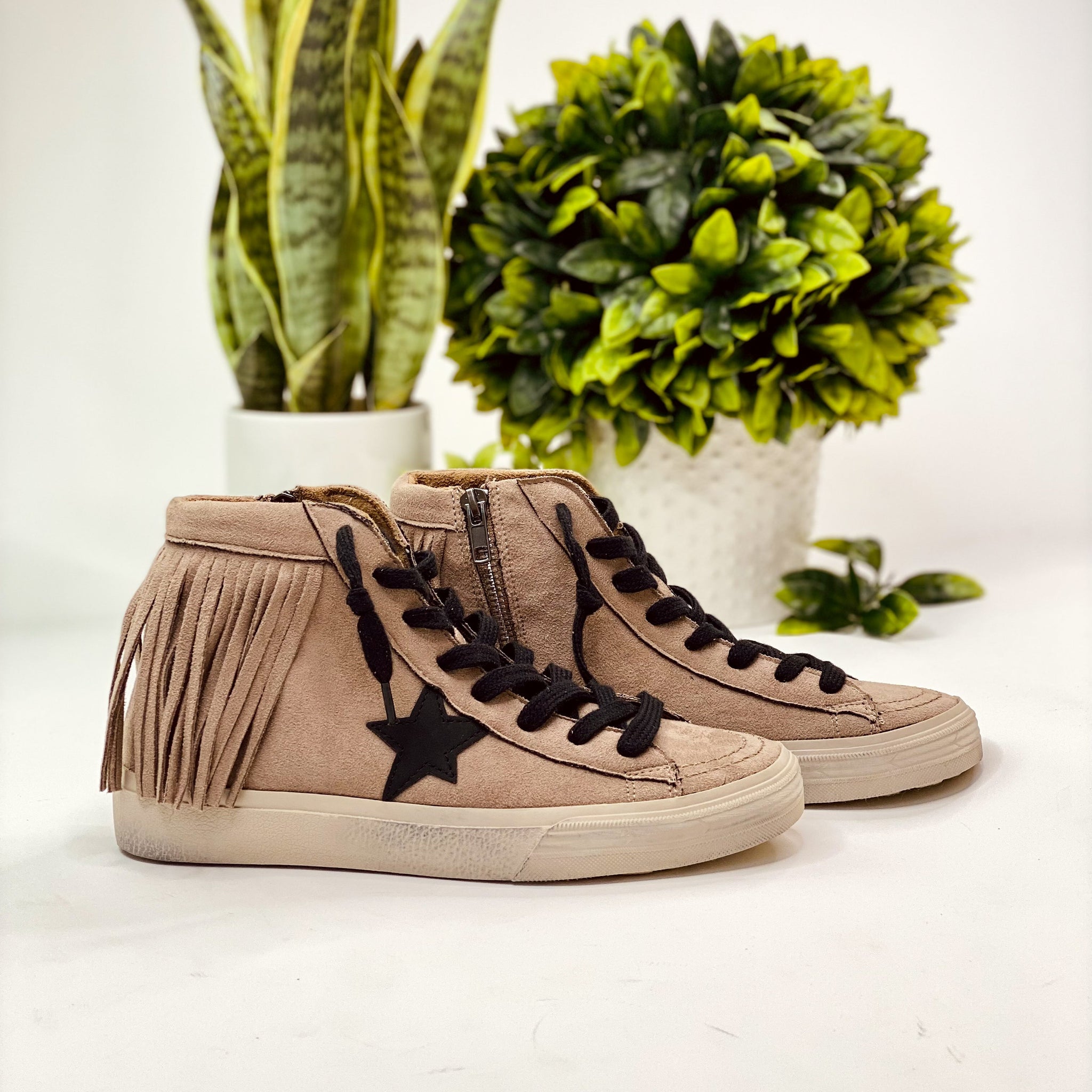 Shu Shop Ruth Fringe Sneaker in Taupe