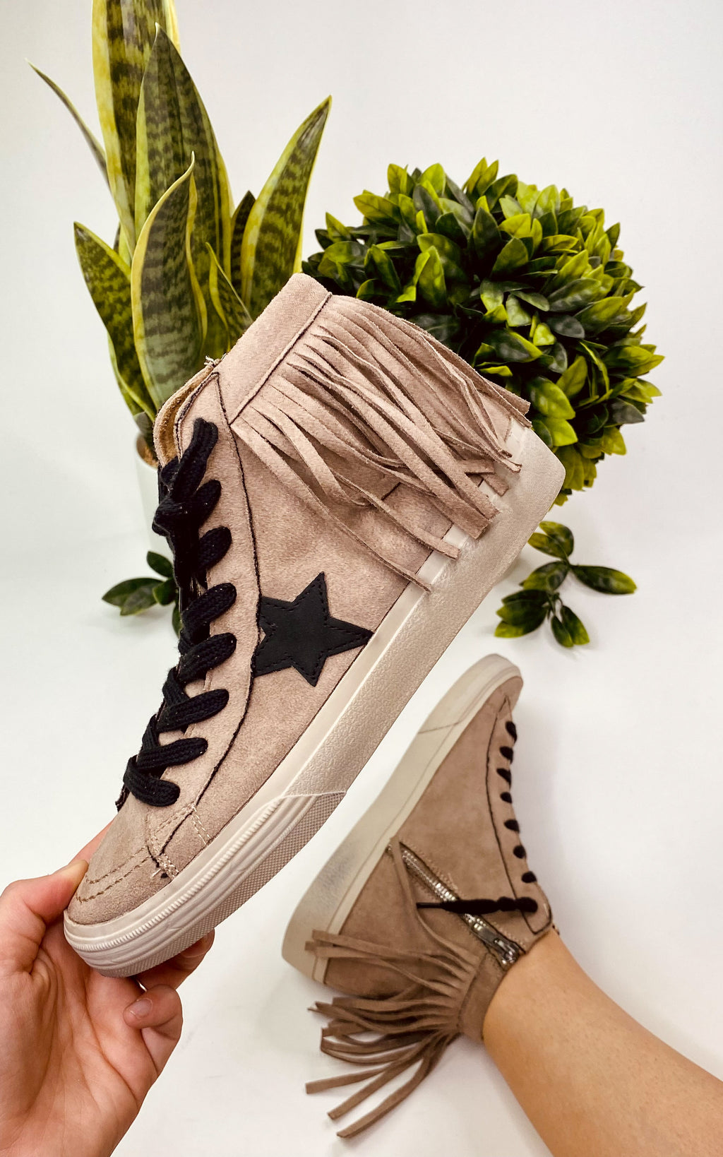 Shu Shop Ruth Fringe Sneaker in Taupe