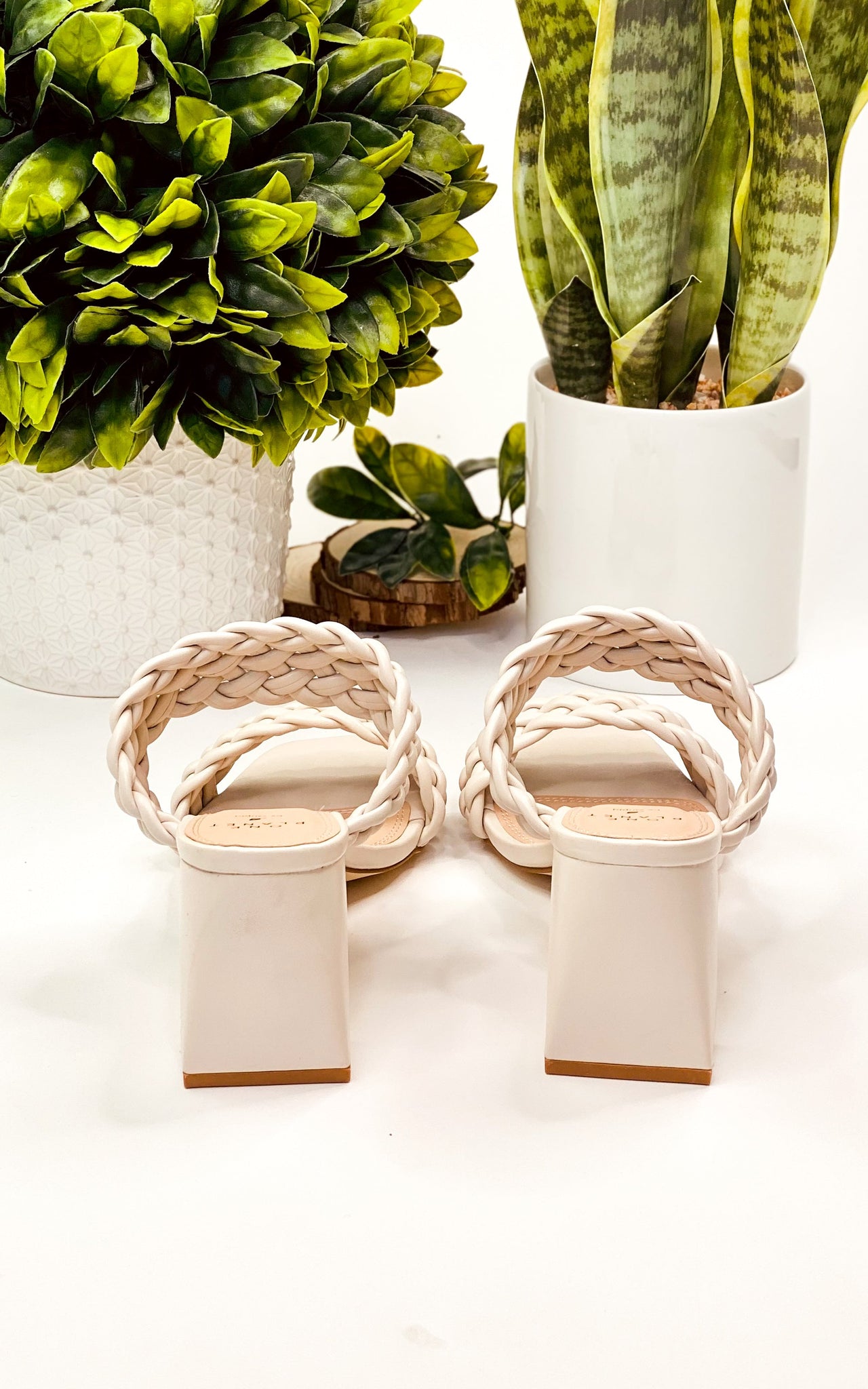 Qupid Kiersten Braided Heeled Sandal in Cream